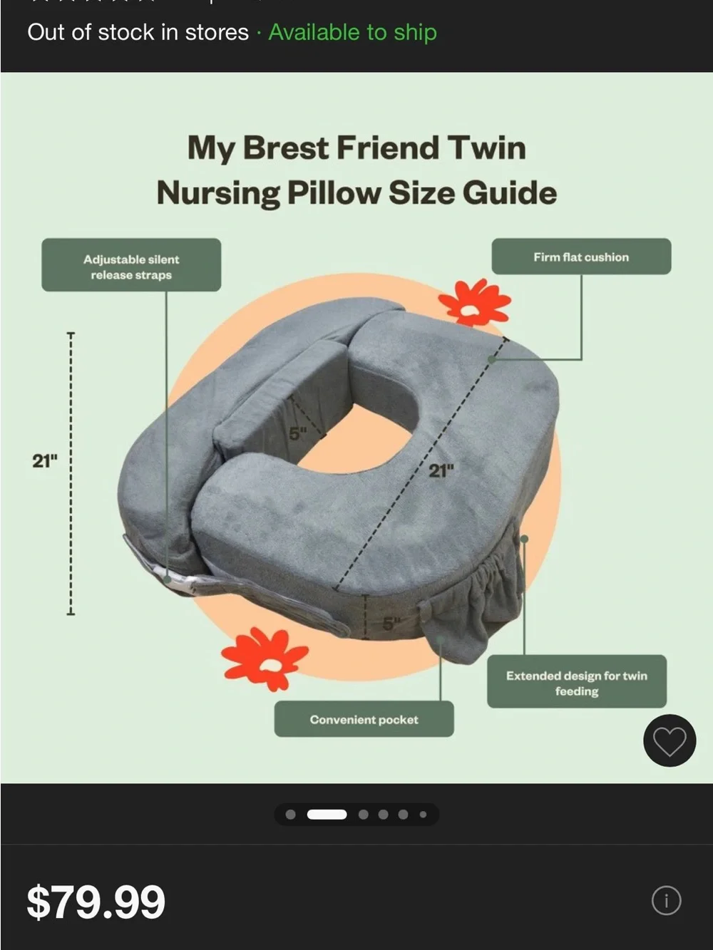 My Brest Friend Twin Nursing Pillow — Gray Support Cushion